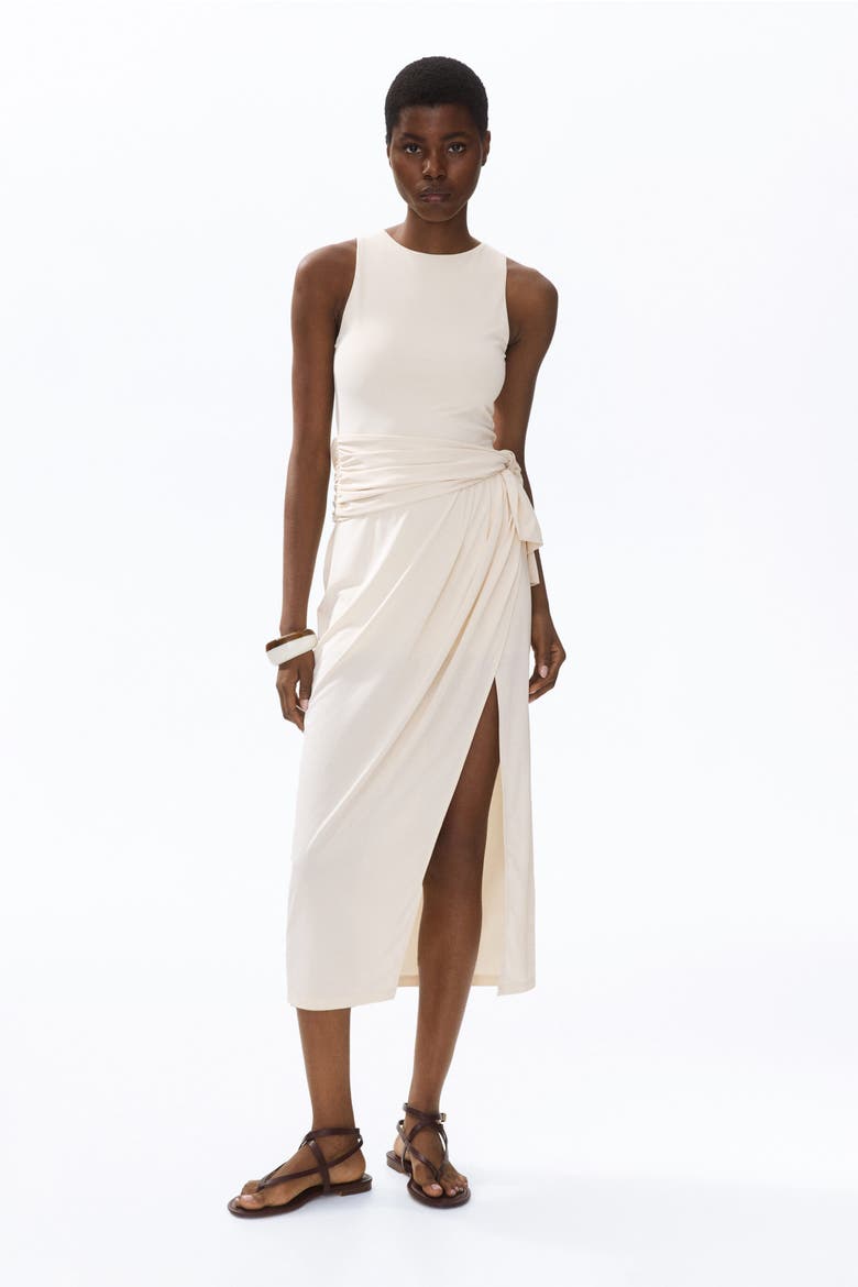 Draped-panel Jersey Dress, Alternate, color, Light beige