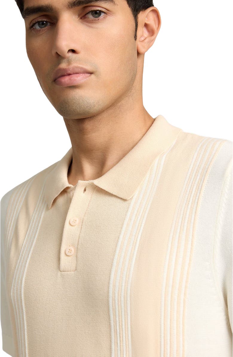 Onia Cotton Knit Short Sleeve Polo, Alternate, color, Natural/Egret