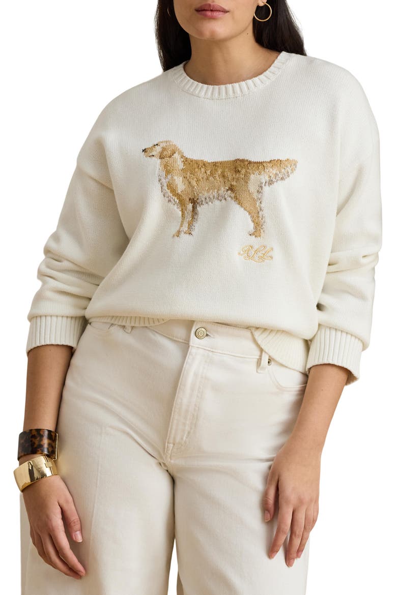 Intarsia Dog Sweater, Main, color, WHITE MULTI