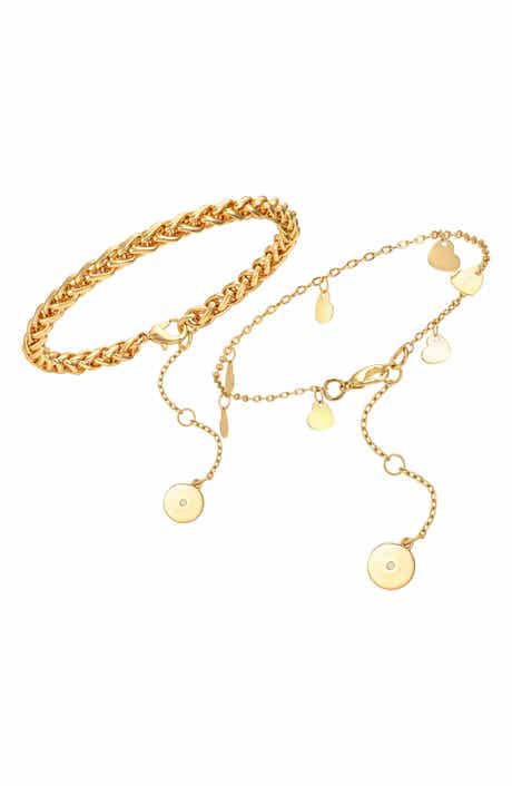 Set of 2 Charm & Wheat Chain Bracelets