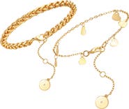 Vince Camuto Set of 2 Charm & Wheat Chain Bracelets