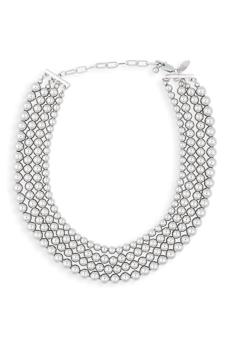 Round Beaded Multi-Strand Choker, Main, color, SILVER