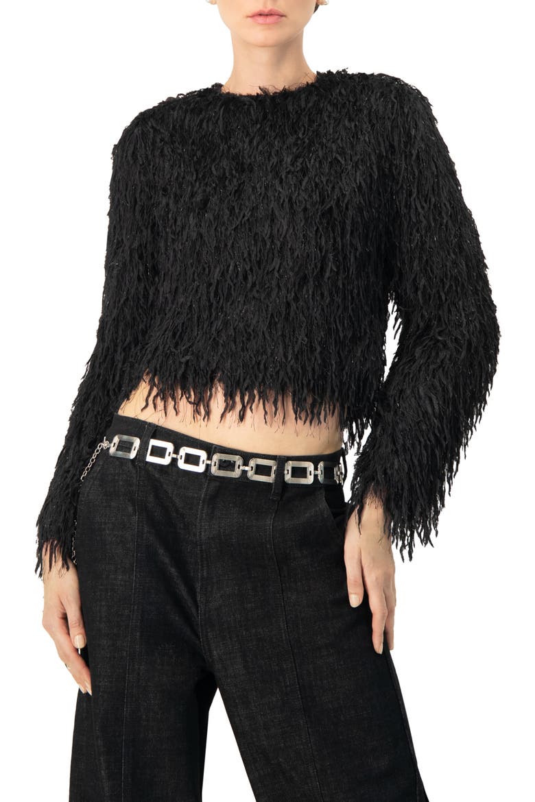 Straight Fit Round Neck Blouse, Main, color, Black