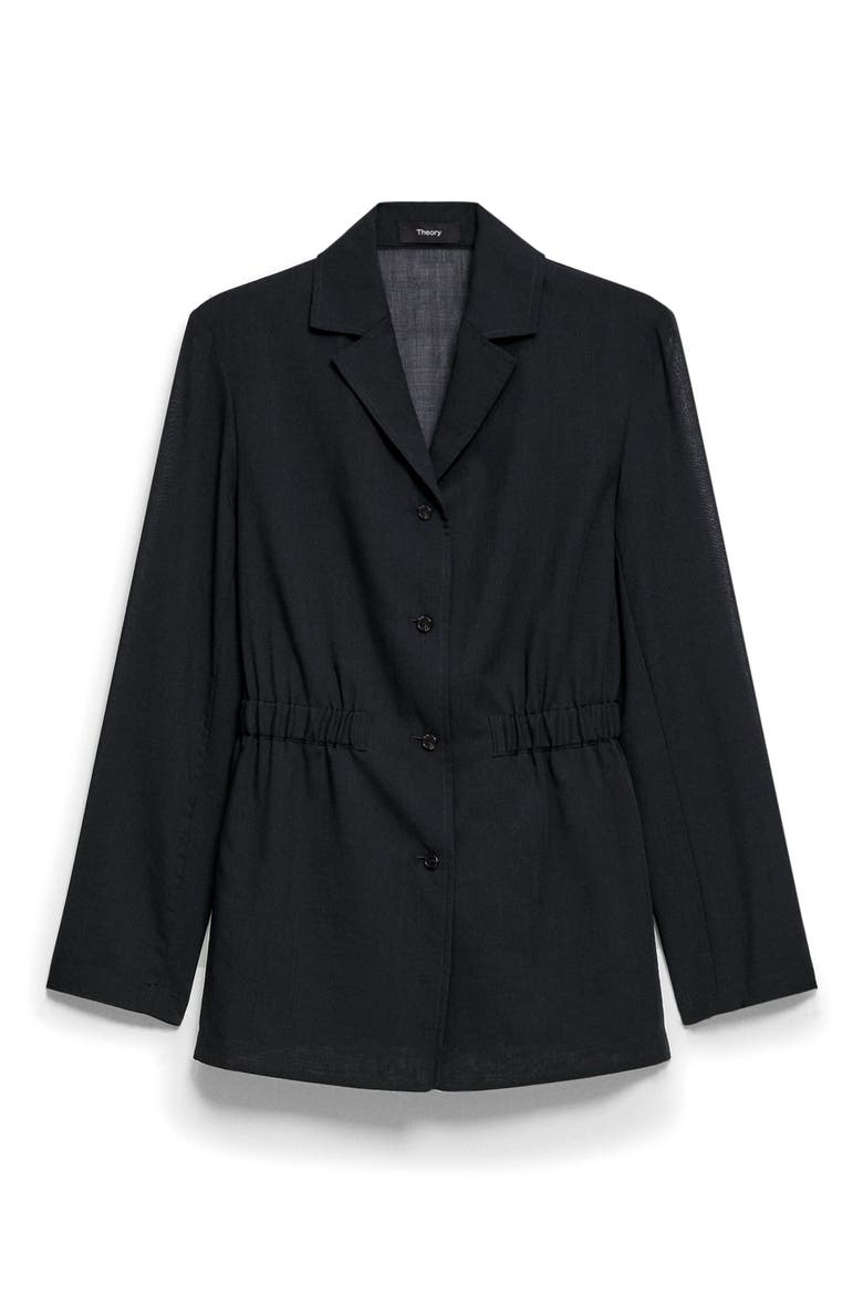 Cinched Waist Wool Blend Jacket, Alternate, color, BLACK