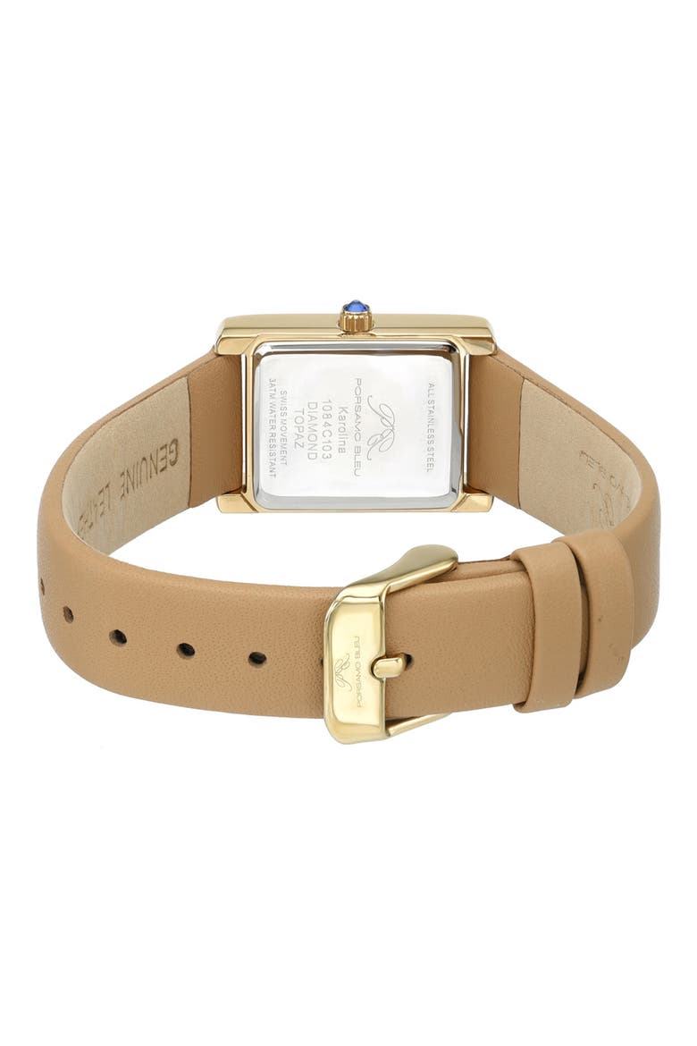 Karolina Diamond & Topaz Leather Strap Watch, 30mm, Alternate, color, BEIGE