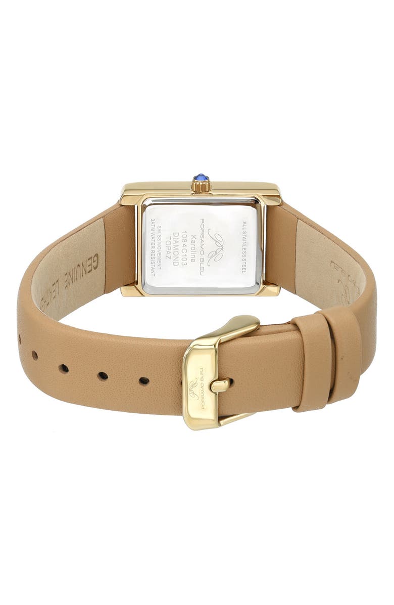 PORSAMO BLEU Karolina Diamond & Topaz Leather Strap Watch, 30mm, Alternate, color, Beige