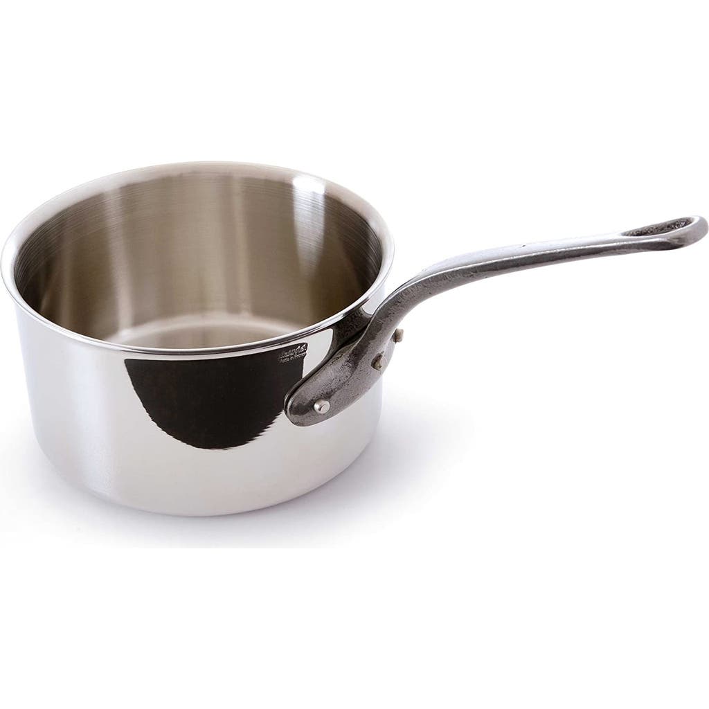 Mauviel M'cook Ci 1.9 Quart Stainless Steel Covered Saucepan W/cast Iron Handle, 6.3 Inch In Silver