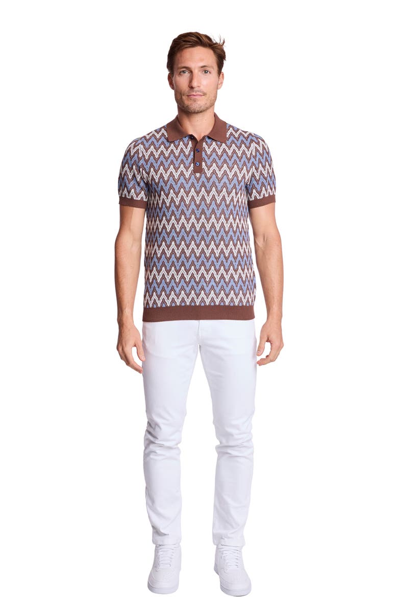 PAISLEY & GRAY Trim Fit Zigzag Knit Polo, Alternate, color, Blue Truffle Zig Zag