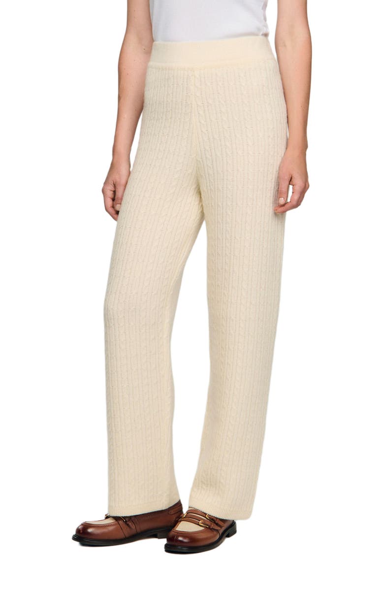 SANDRO Cable knit pants, Main, color, Ecru