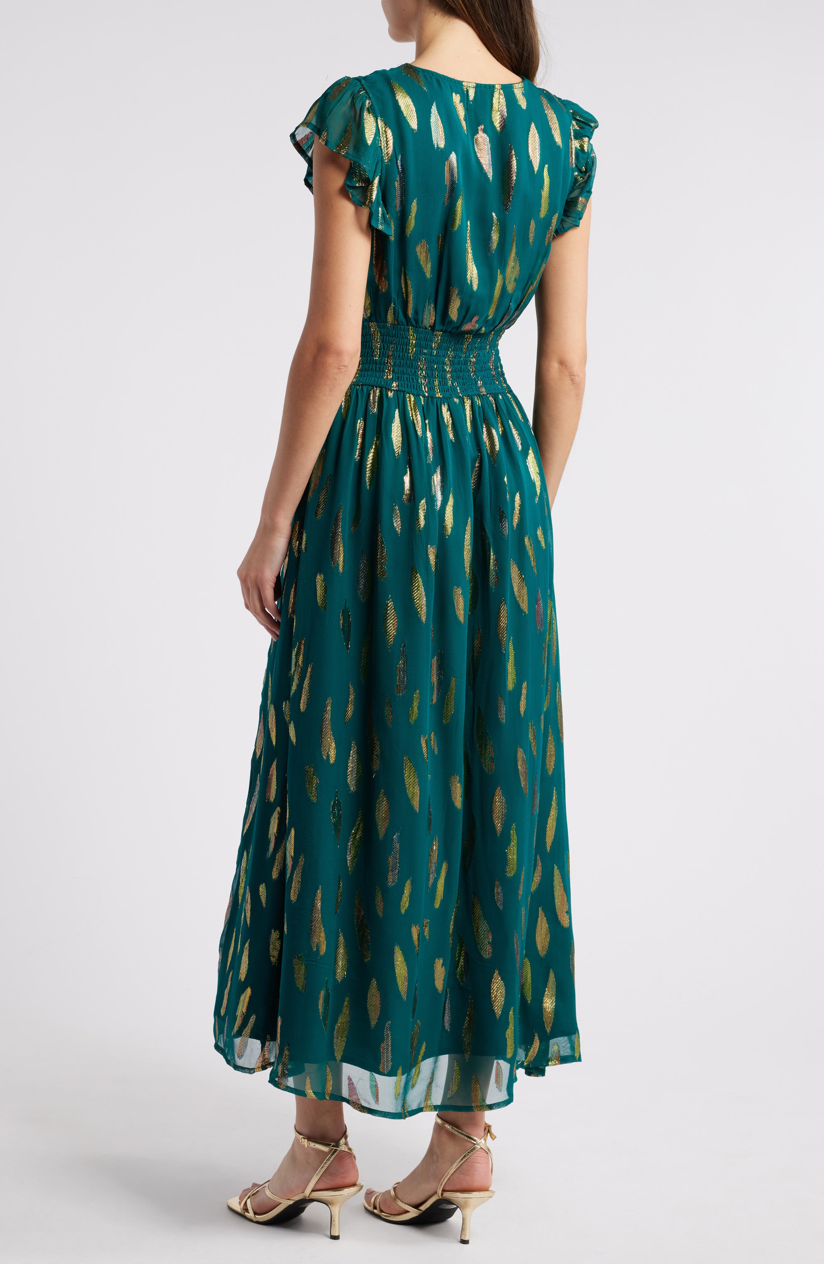 Jennsen Metallic Flutter Sleeve Maxi Dress - image 2