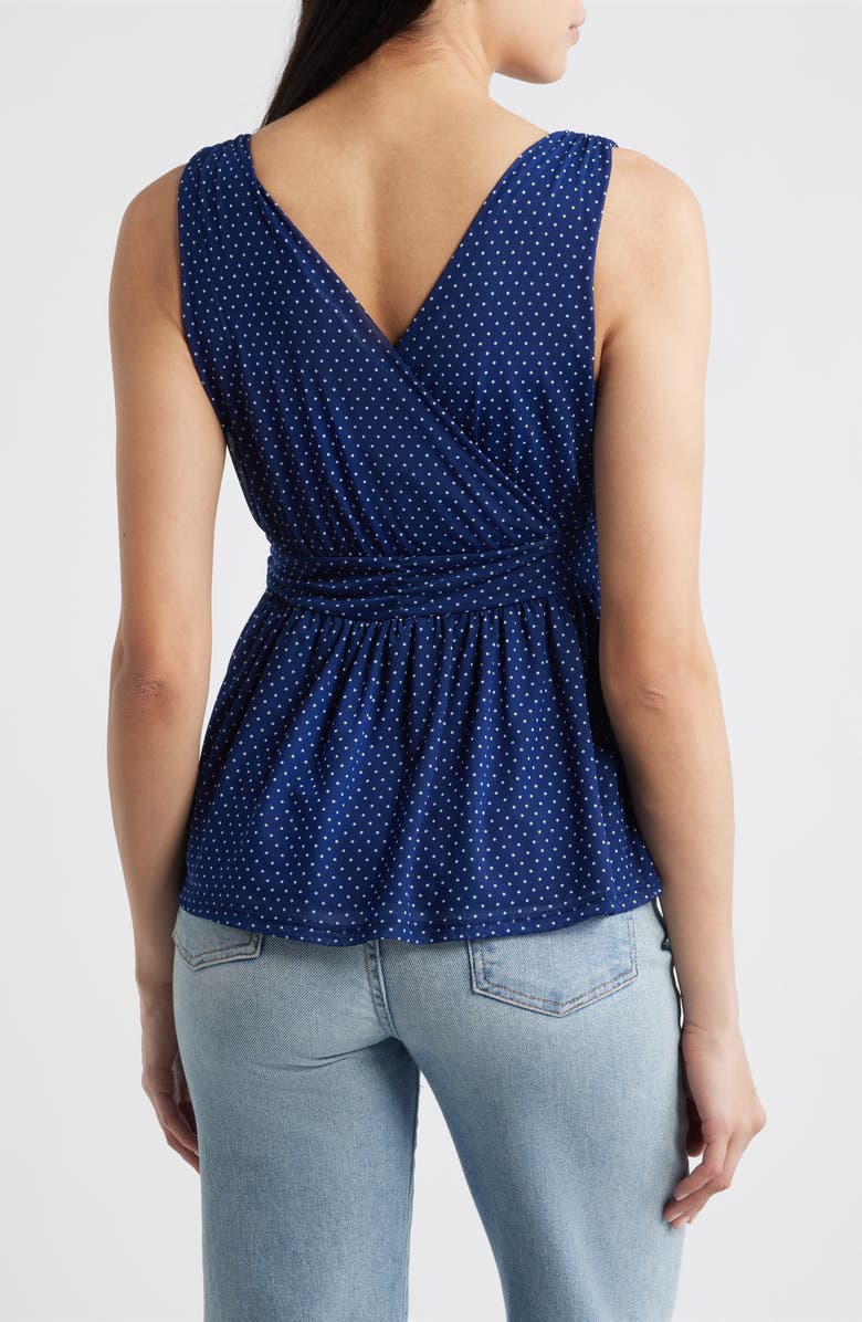 Loveappella Sleeveless Peplum Top, Alternate, color, Navy