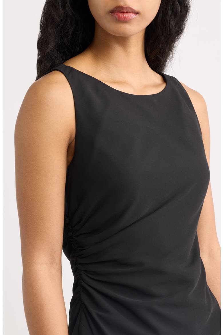 Rosalie Sleeveless Ruched Minidress, Alternate, color, NOIR