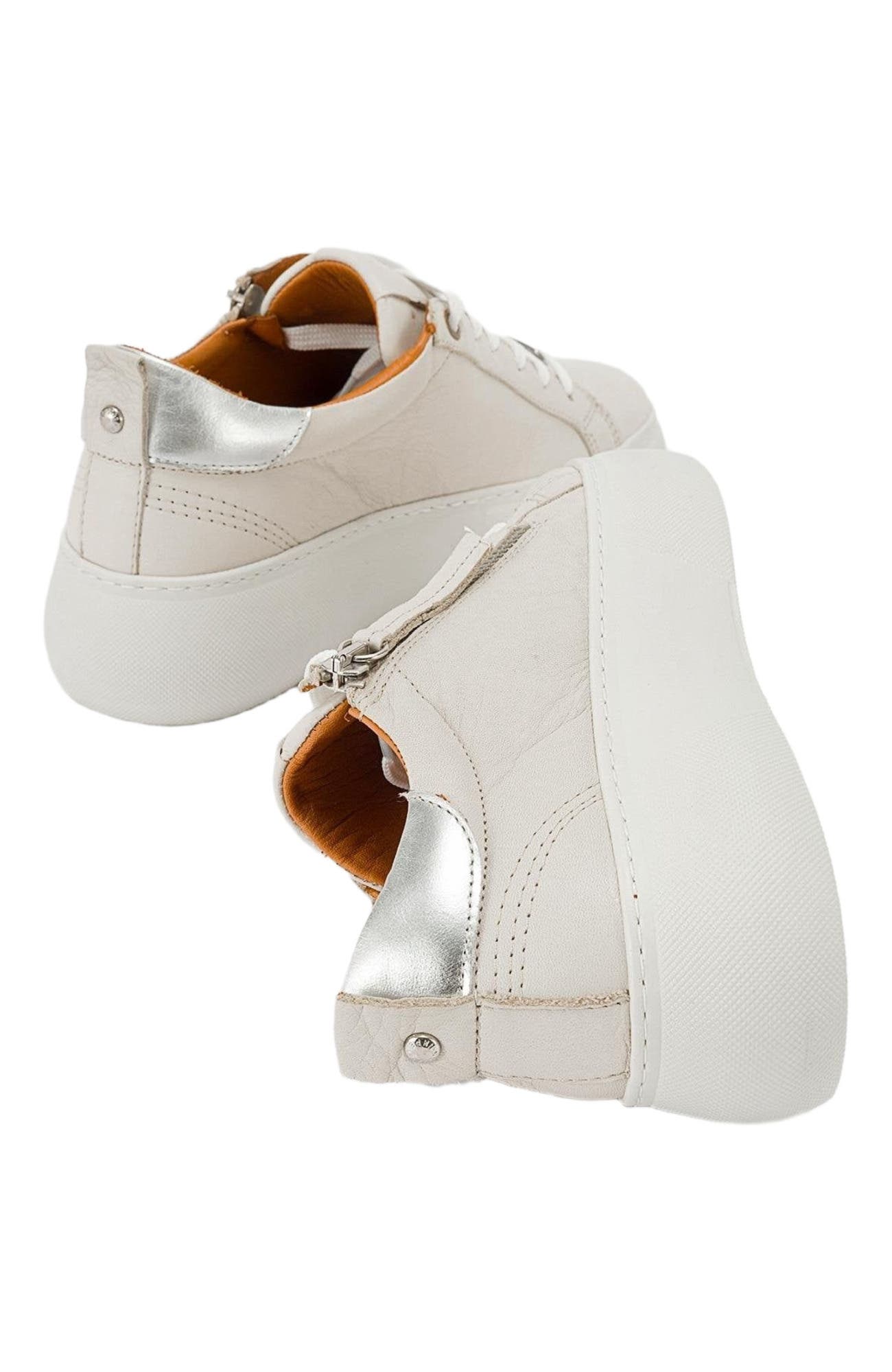 Allie Leather Zip Sneaker, Alternate, color, Beige Leather