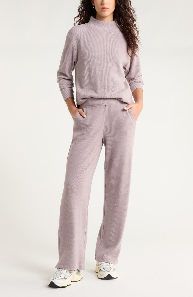Zella Cozy Waffle Knit Pants, Alternate, color, Purple Dove