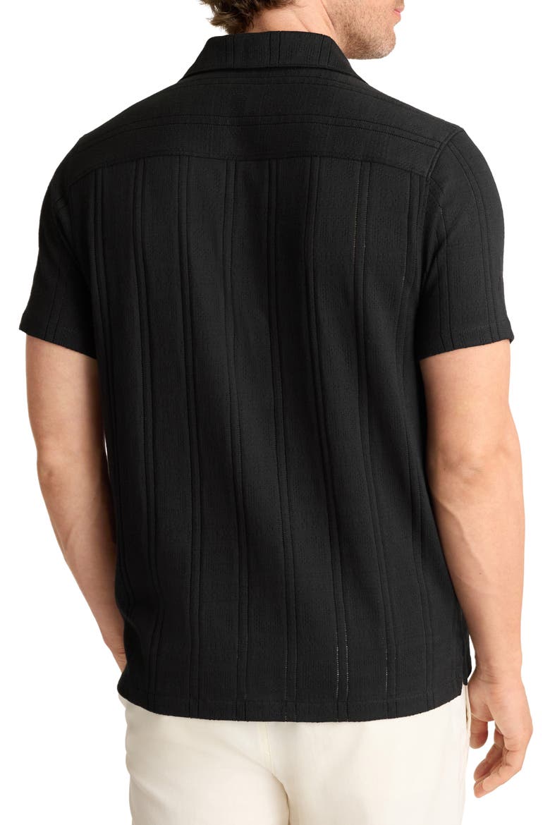 Stretch Pointelle Cabana Shirt, Alternate, color, JET BLACK POINTELLE