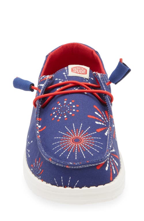 Hey Dude Wendy Fireworks Slip-on Moc Toe Shoe In Fireworks Navy