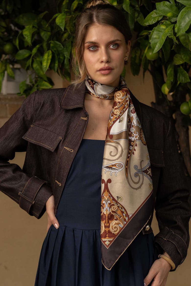 Romina - Silk Foulard for Women, Alternate, color, Neutrals