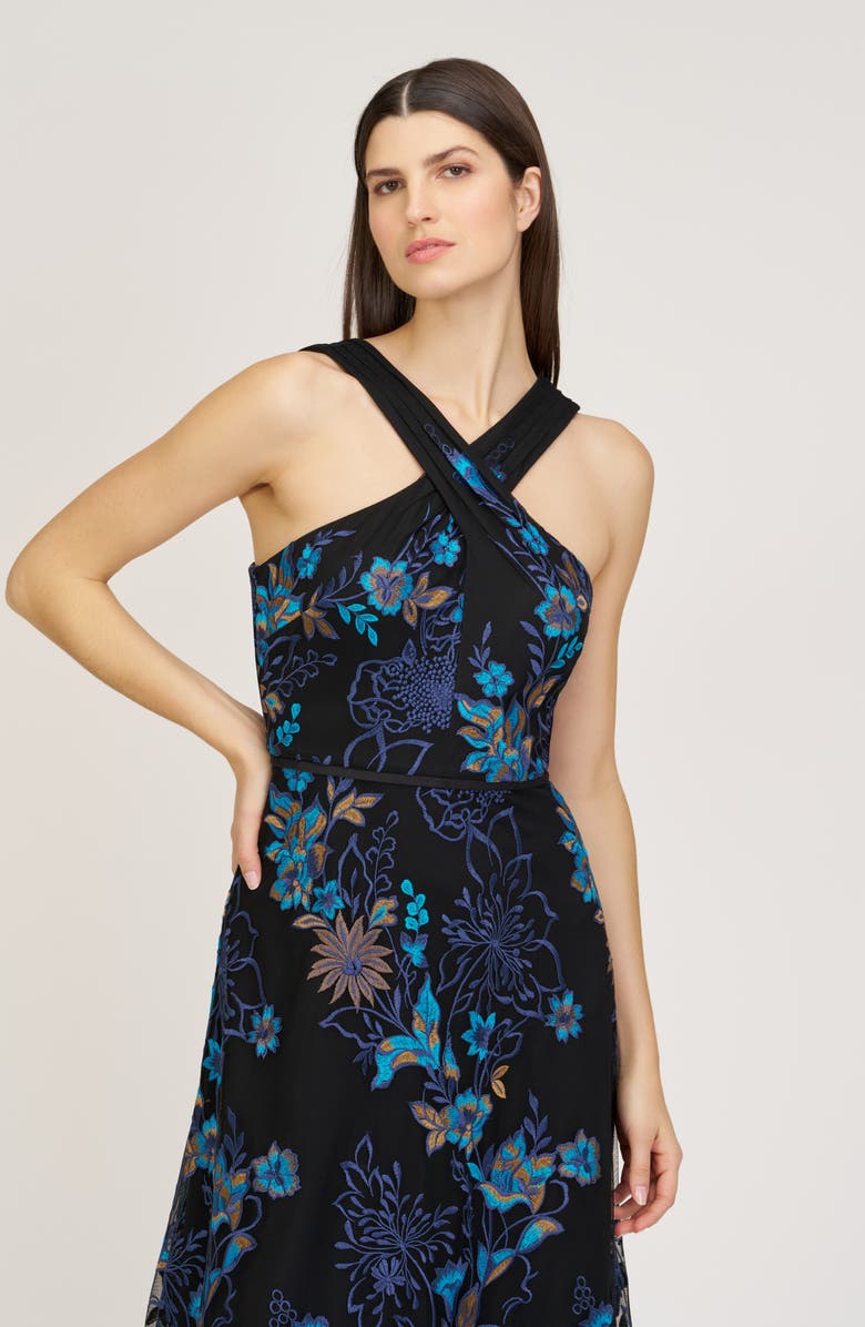 JS Collections Maggie Embroidered Sleeveless Gown, Alternate, color, Black Multi