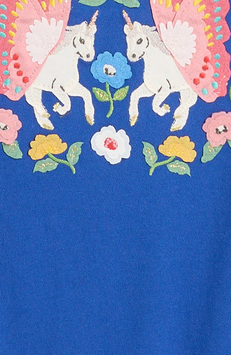 Mini Boden Kids' Short Sleeve Appliqué T-Shirt, Alternate, color, Sapphire Blue Unicorn