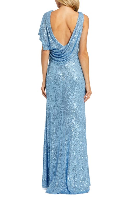 Mac Duggal Womens Sequined Halter Evening Dress In Blue