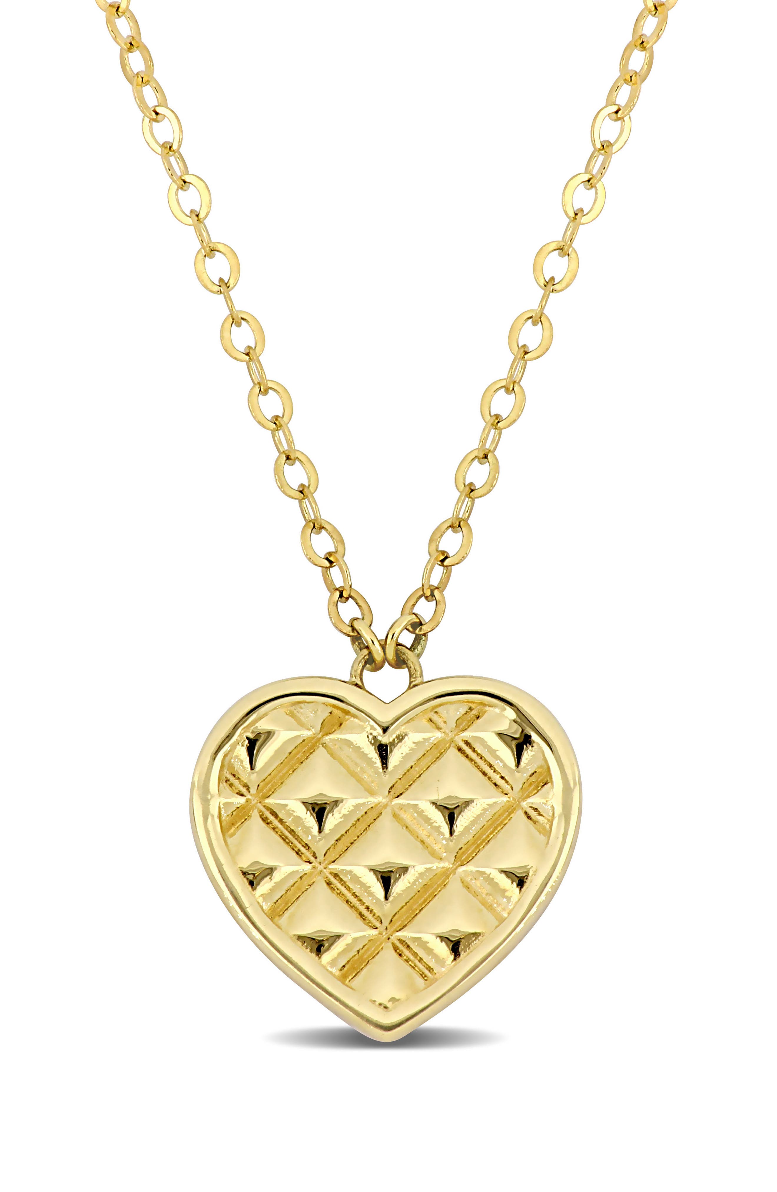 DELMAR 10K Yellow Gold Textured Heart Pendant Necklace