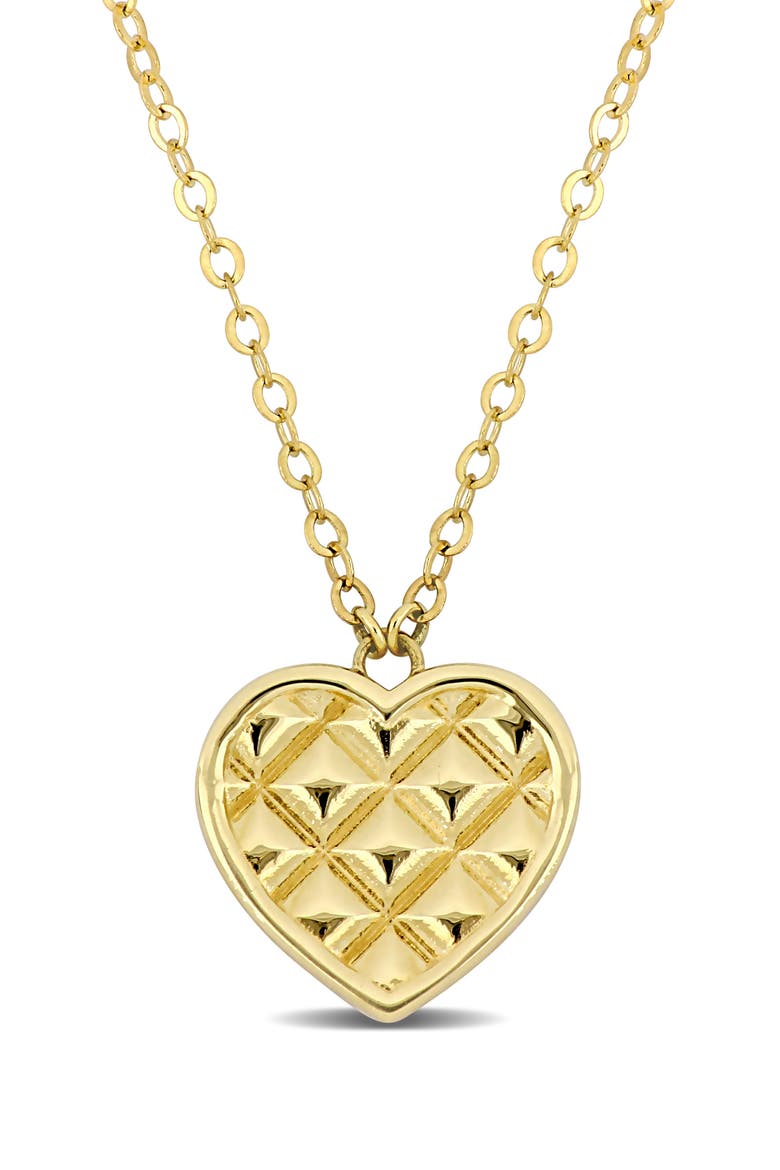 10K Yellow Gold Textured Heart Pendant Necklace, Main, color, GOLD