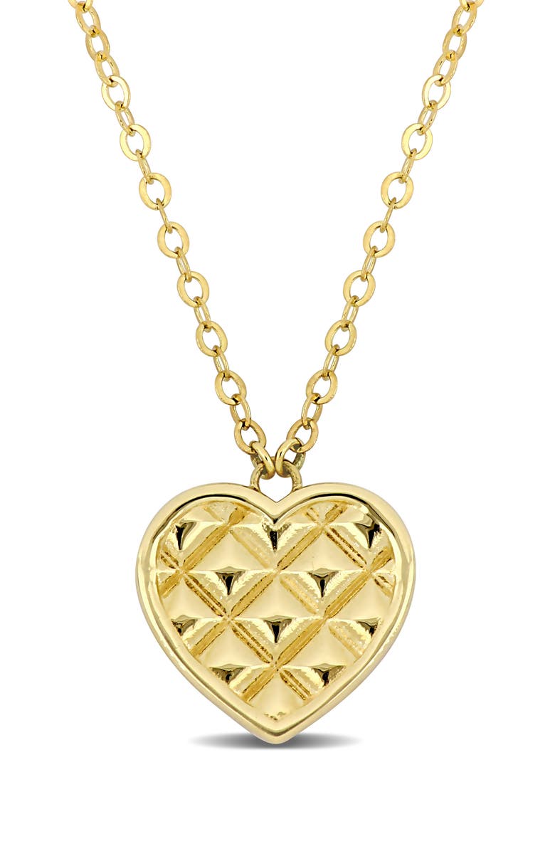 DELMAR 10K Yellow Gold Textured Heart Pendant Necklace, Main, color, 