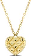 DELMAR 10K Yellow Gold Textured Heart Pendant Necklace