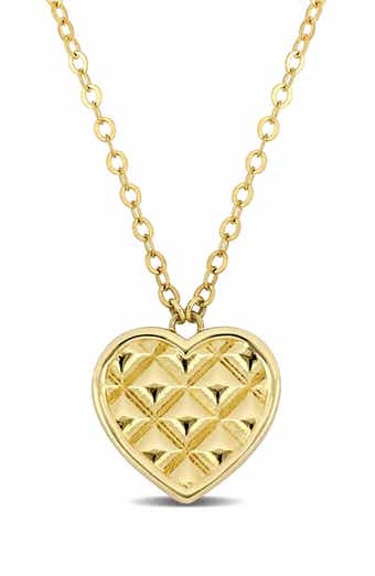 10K Yellow Gold Textured Heart Pendant Necklace