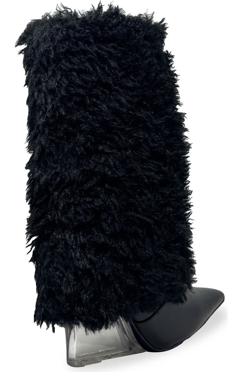 CHASE AND CHLOE Megham Faux Fur Wedge Heel Bootie, Alternate, color, Black
