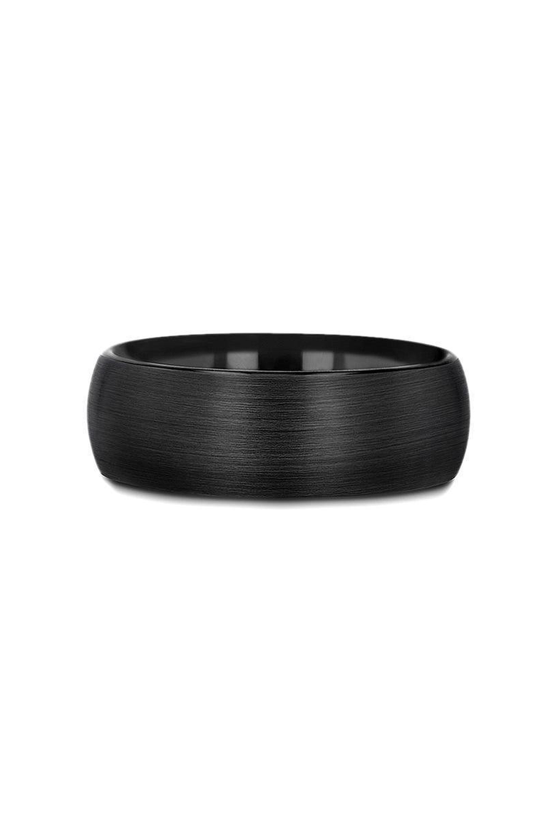Raider Domed Brush Finished Tungsten Wedding Band, Alternate, color, Black 10mm