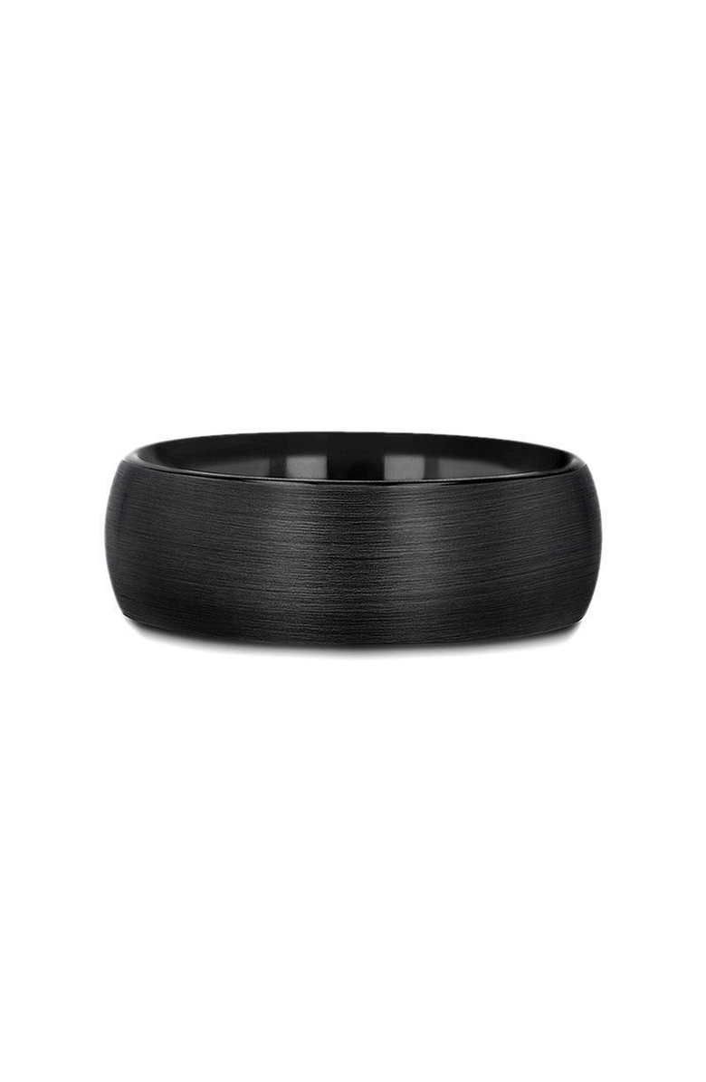 Larson Jewelers Raider Domed Brush Finished Tungsten Wedding Band, Alternate, color, Black 4Mm
