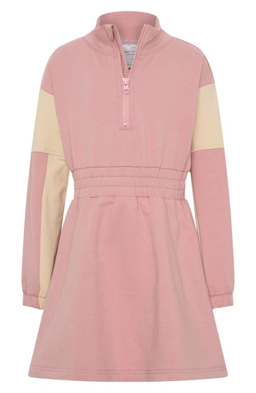 TINY TRIBE TINY TRIBE KIDS' CELESTIAL COLORBLOCK LONG SLEEVE HALF ZIP COTTON SWEATSHIRT DRESS 