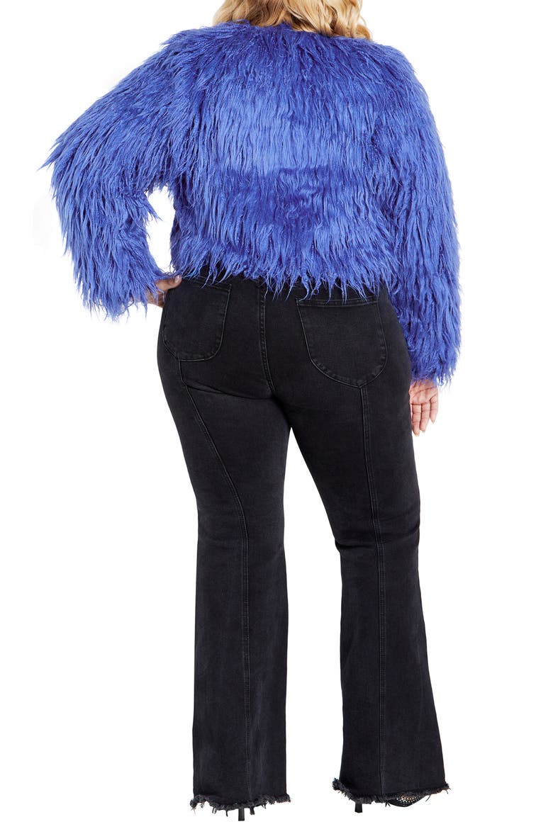 Blakely Faux Fur Crop Jacket, Alternate, color, DAZZLING BLUE