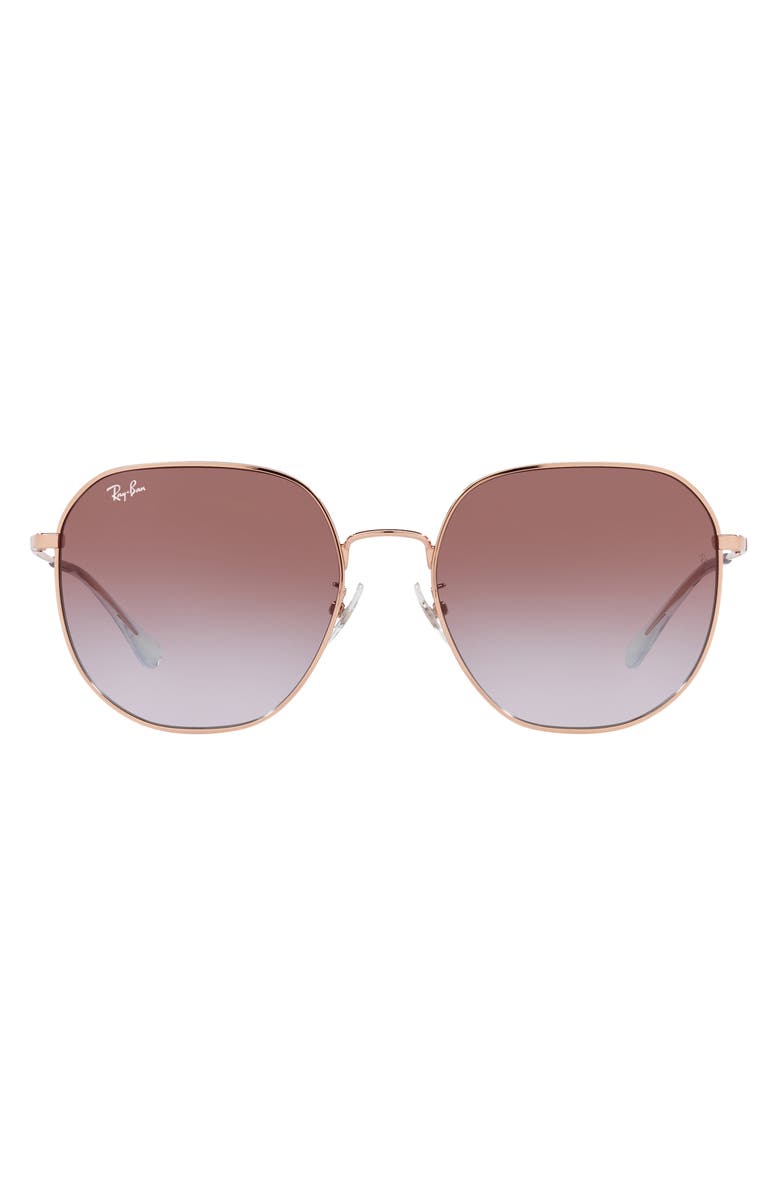 Ray-Ban 60mm Gradient Round Sunglasses, Main, color, Rose Gold Blue Gradient Violet