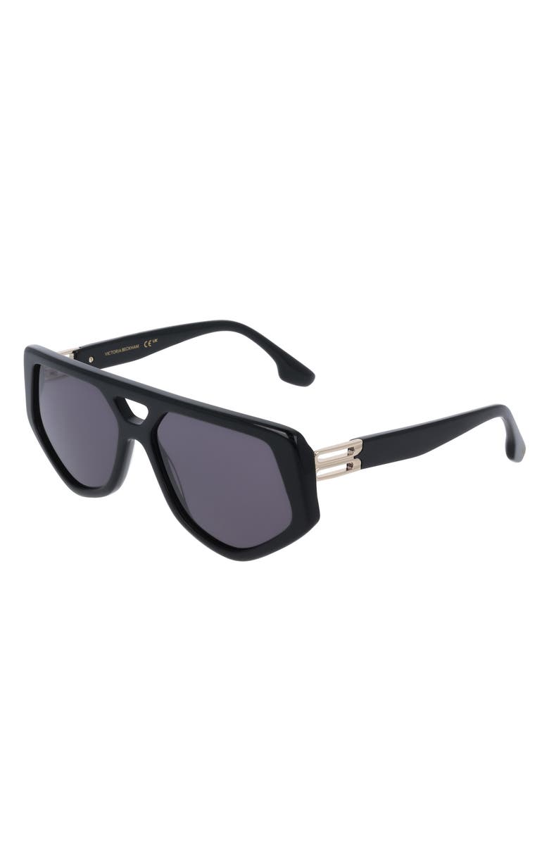 Victoria Beckham 58mm Modified Rectangle Sunglasses, Alternate, color, Black