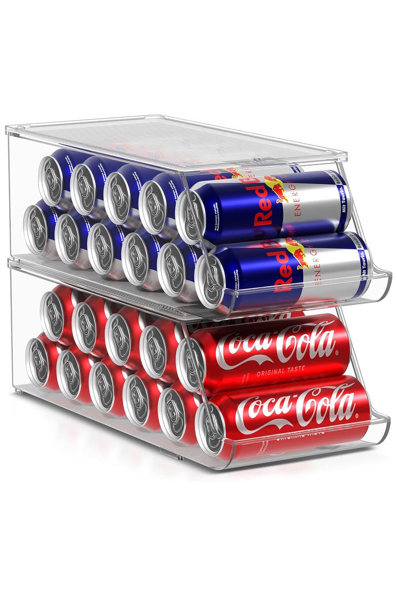 Set of 2 Narrow Can Organizers, Alternate, color, CLEAR