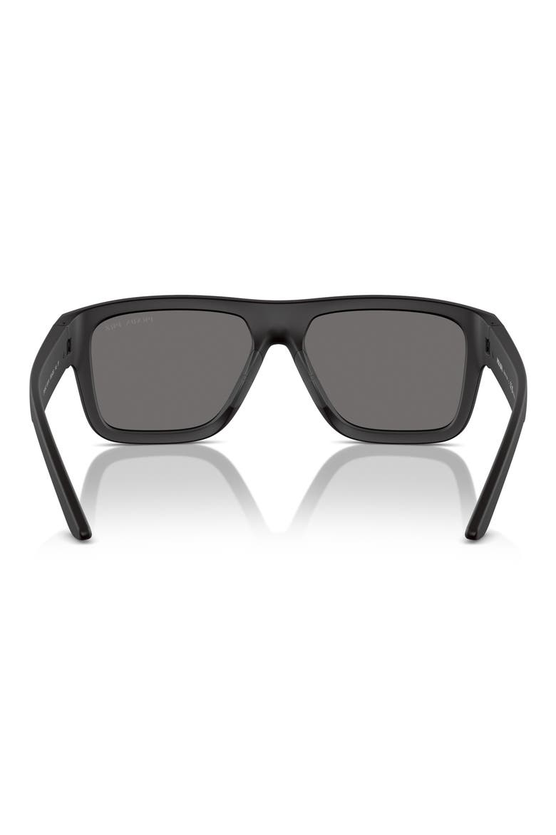 56mm Polarized Square Sunglasses, Alternate, color, BLACK RUBBER