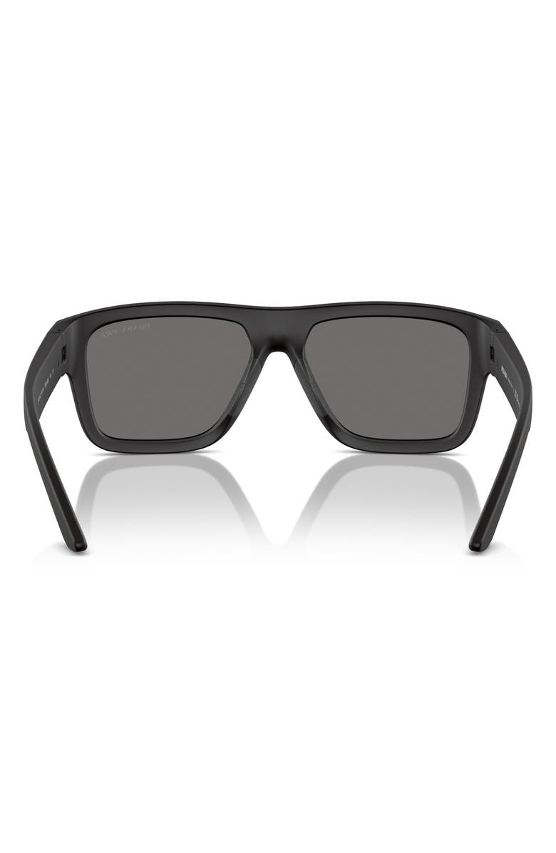 Prada Linea Rossa 56mm Polarized Square Sunglasses, Alternate, color, Black Rubber