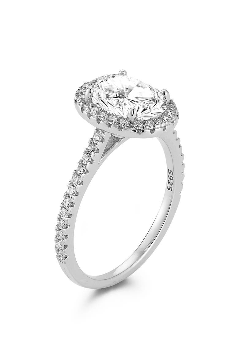 Oval Cut Moissanite Halo Ring, Alternate, color, SILVER/ MOISSANITE