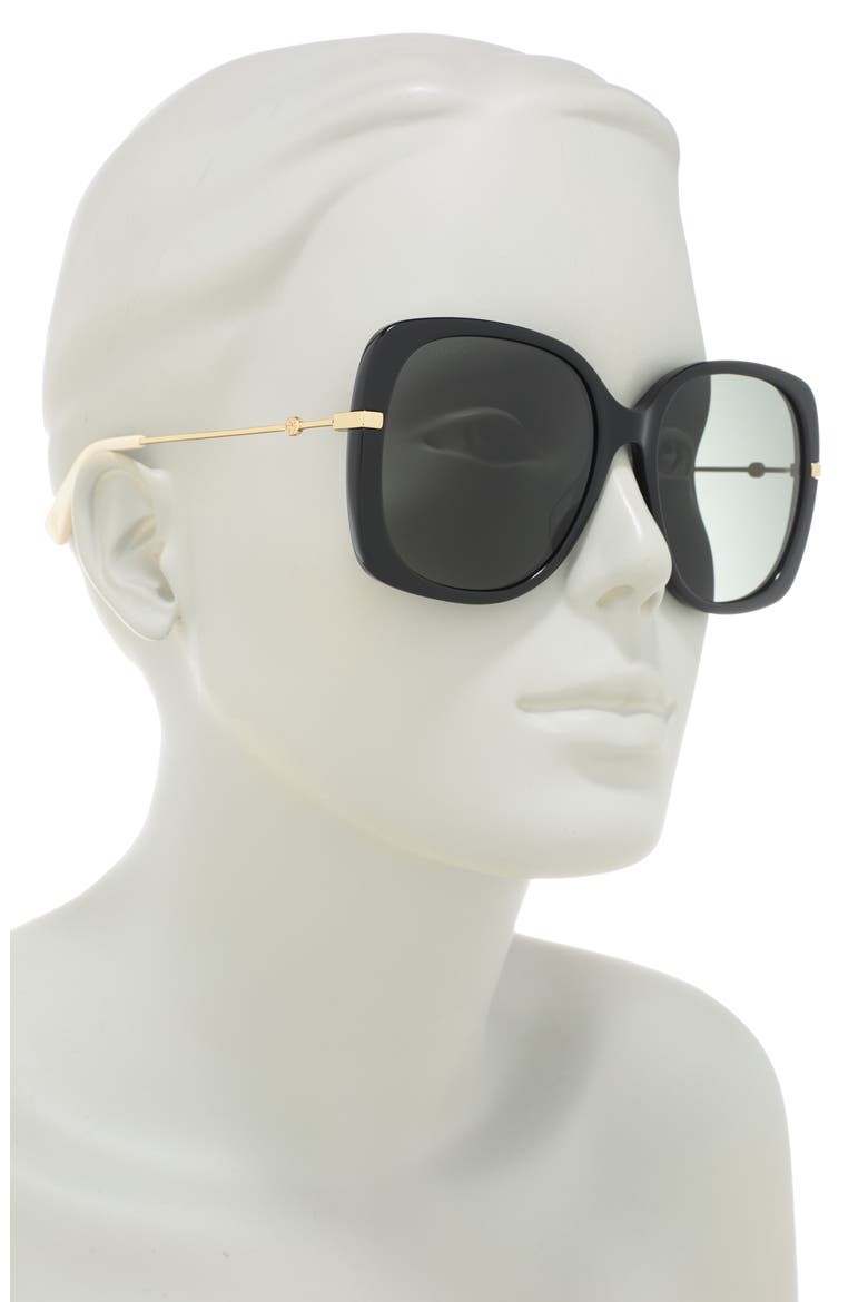57mm Square Sunglasses, Alternate, color, BLACK GOLD GREY