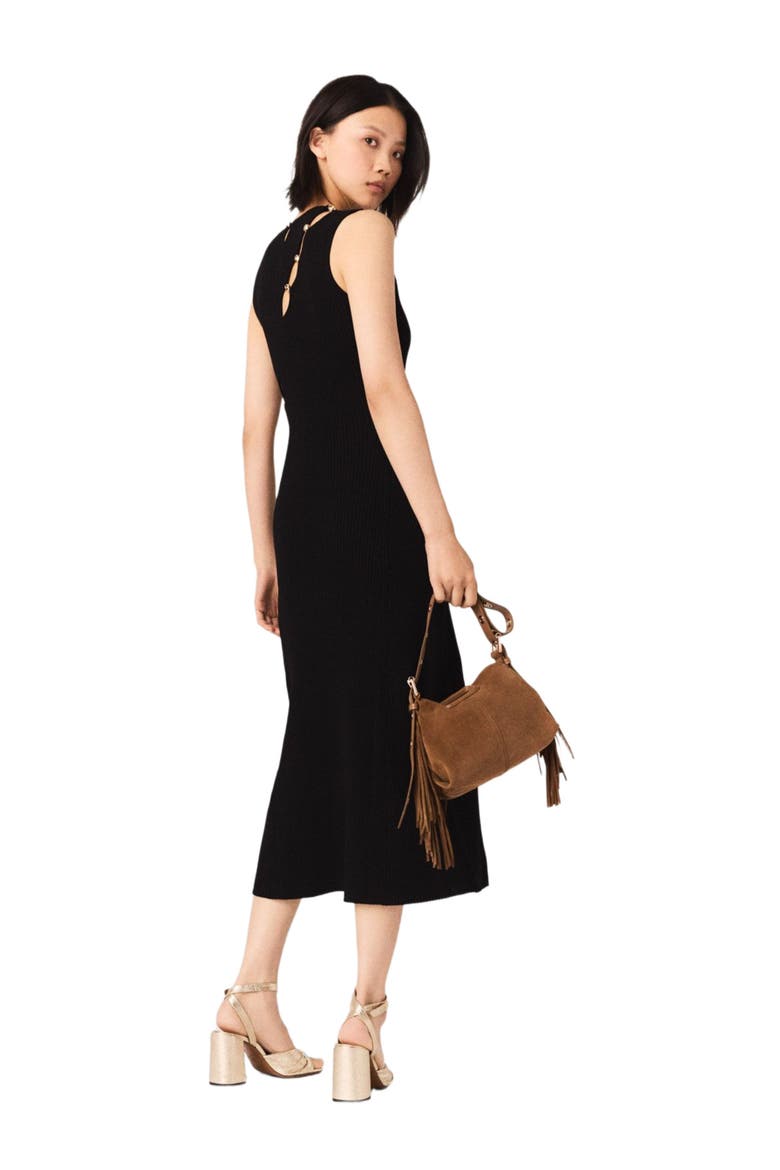 Cutaway rib knit maxi dress, Alternate, color, Black