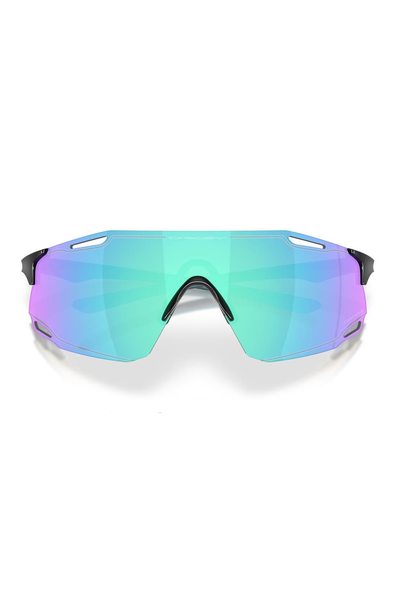 Cybr Dyno 139mm Rectangle Sunglasses, Alternate, color, POLISHED BLACK / PRIZM AQUA