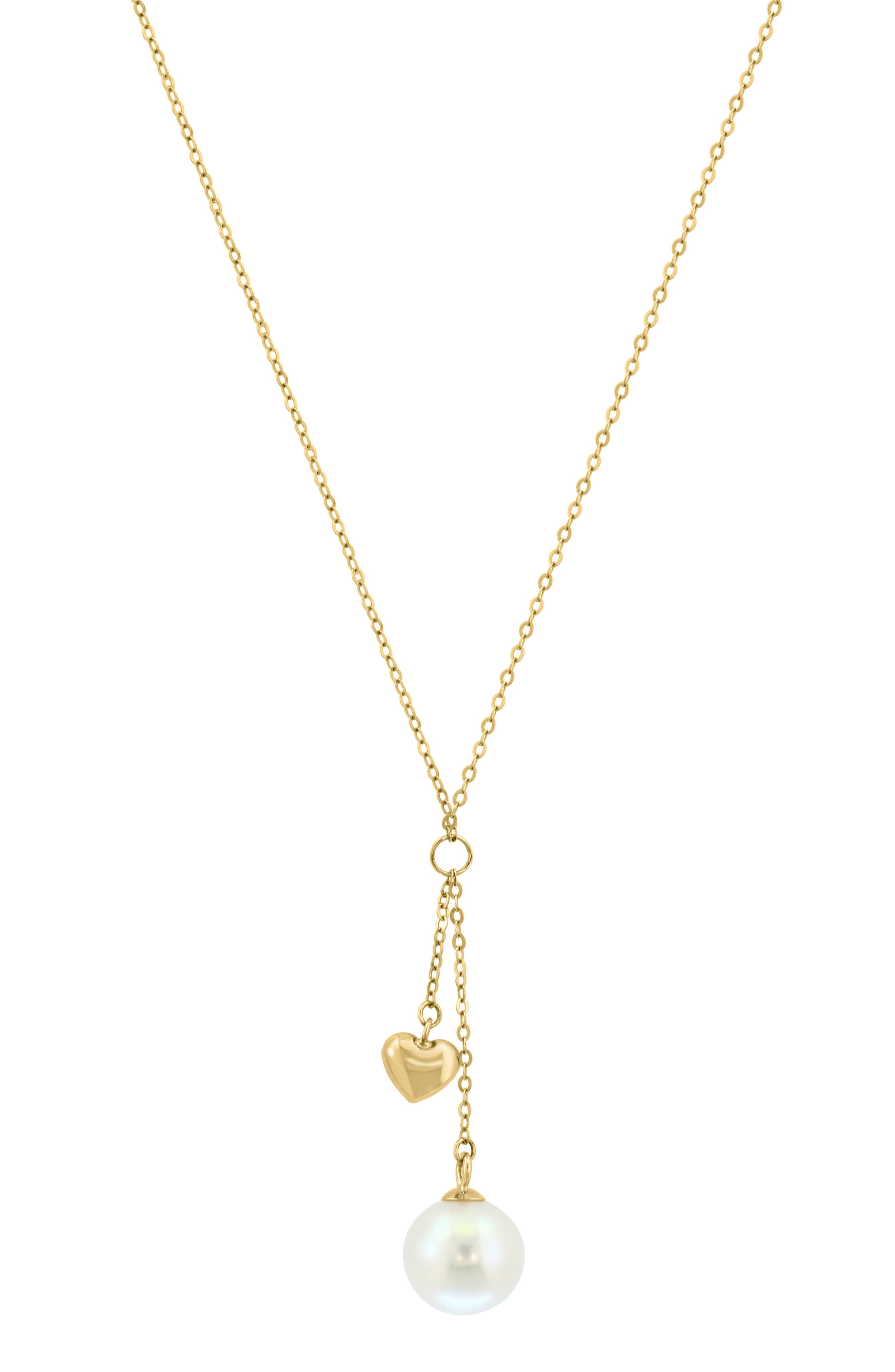 EFFY Freshwater Pearl & Heart Drop Pendant Necklace