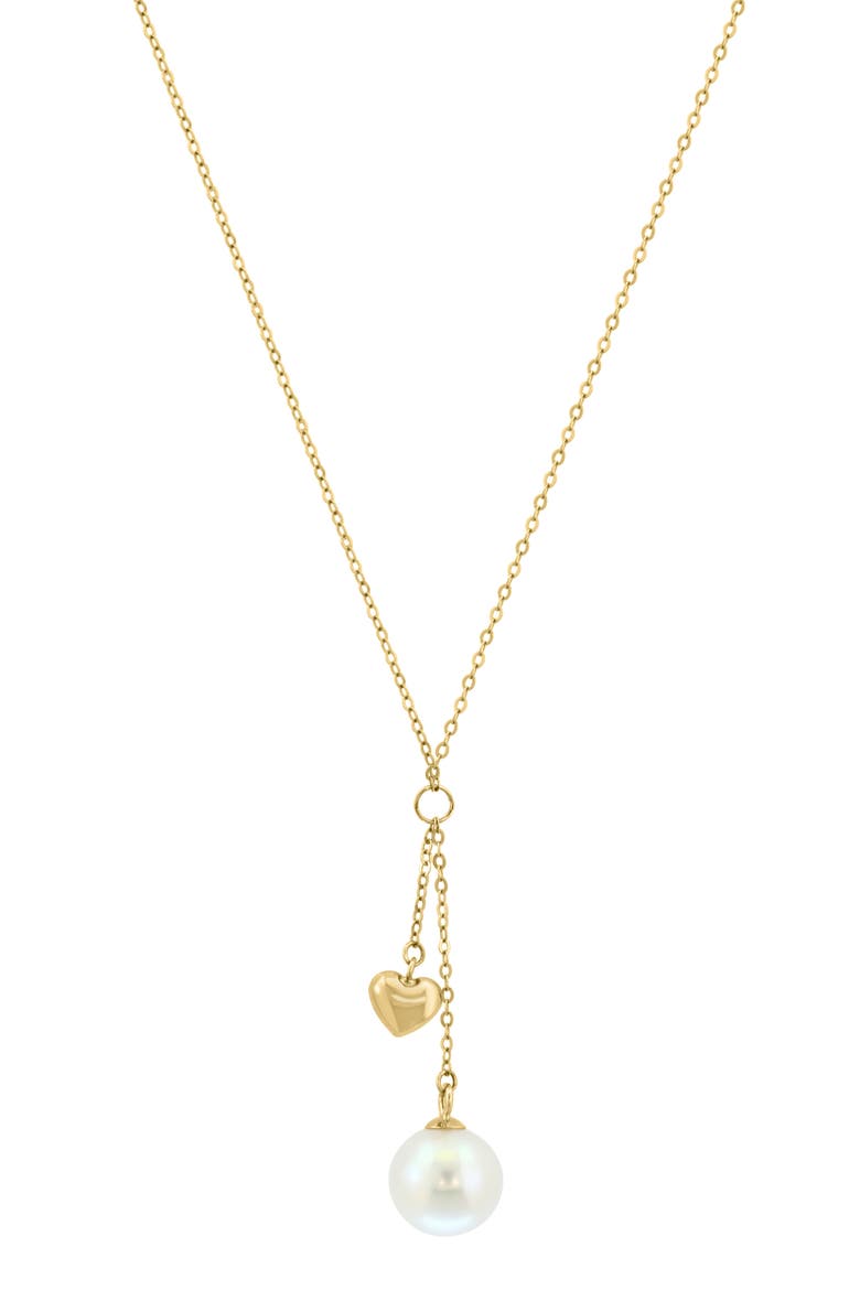 Freshwater Pearl & Heart Drop Pendant Necklace, Main, color, WHITE