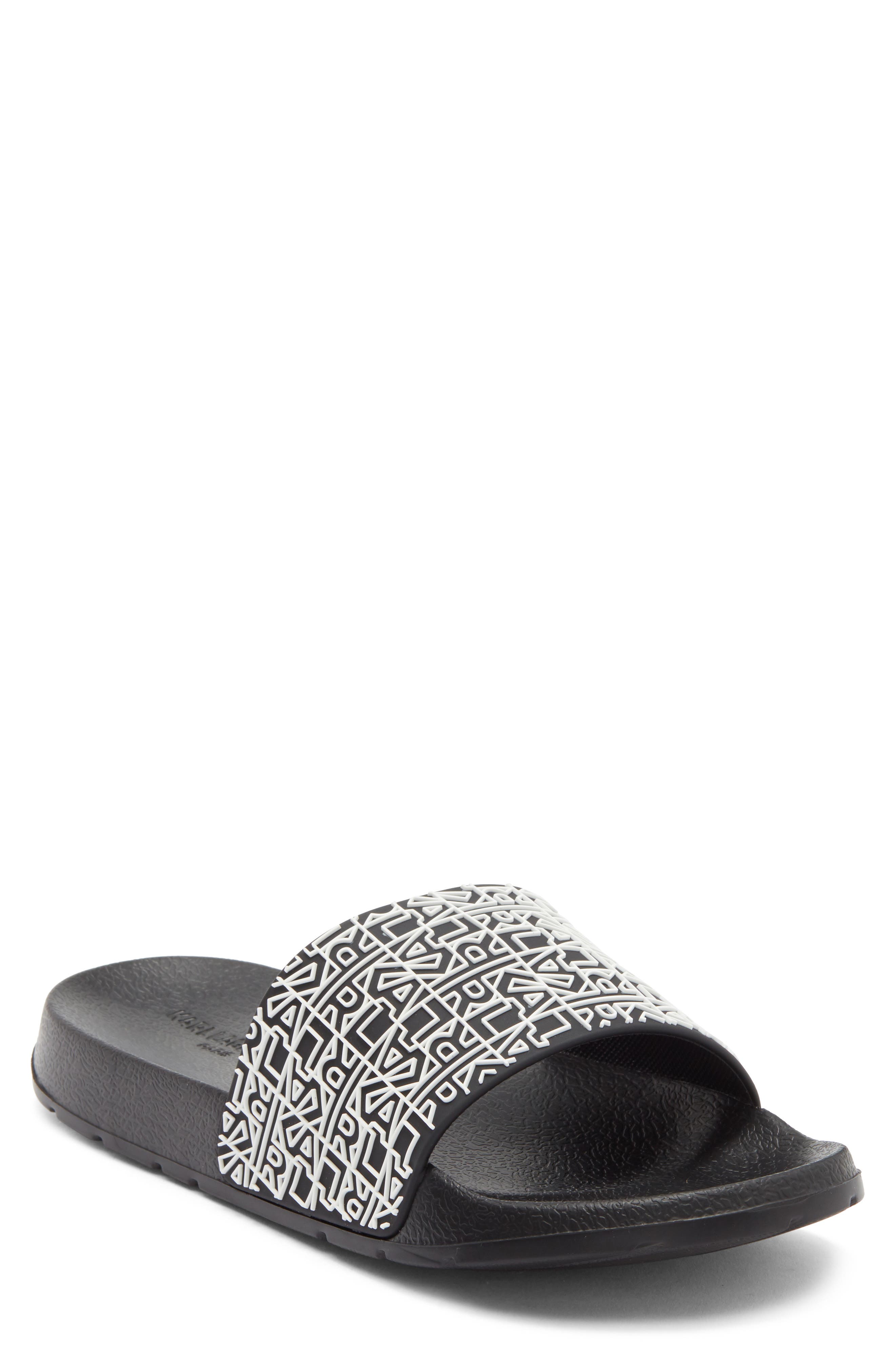 KARL LAGERFELD PARIS Block Logo Slide Sandal, Main, color, Black