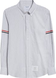 Thom Browne Armband Stripe Cotton Button-Down Shirt