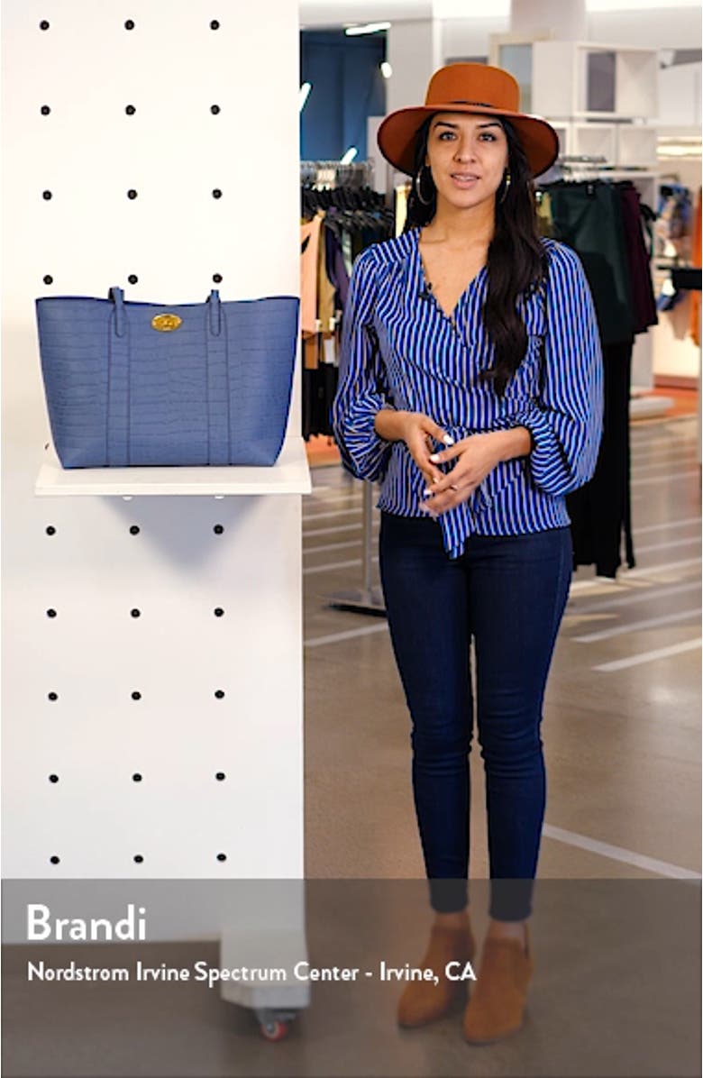 Bayswater Matte Croc Embossed Leather Tote & Pouch, sales video thumbnail