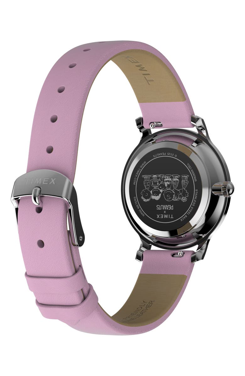 Timex<sup>®</sup> x Peanuts<sup>®</sup> Transcend Snoopy Hug Leather Strap Watch, 31mm, Alternate, color, Silver-Tone