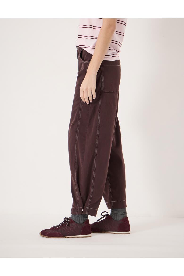 Bryce Seam Detail Barrel Leg Trousers, Alternate, color, Dark Merlot Red